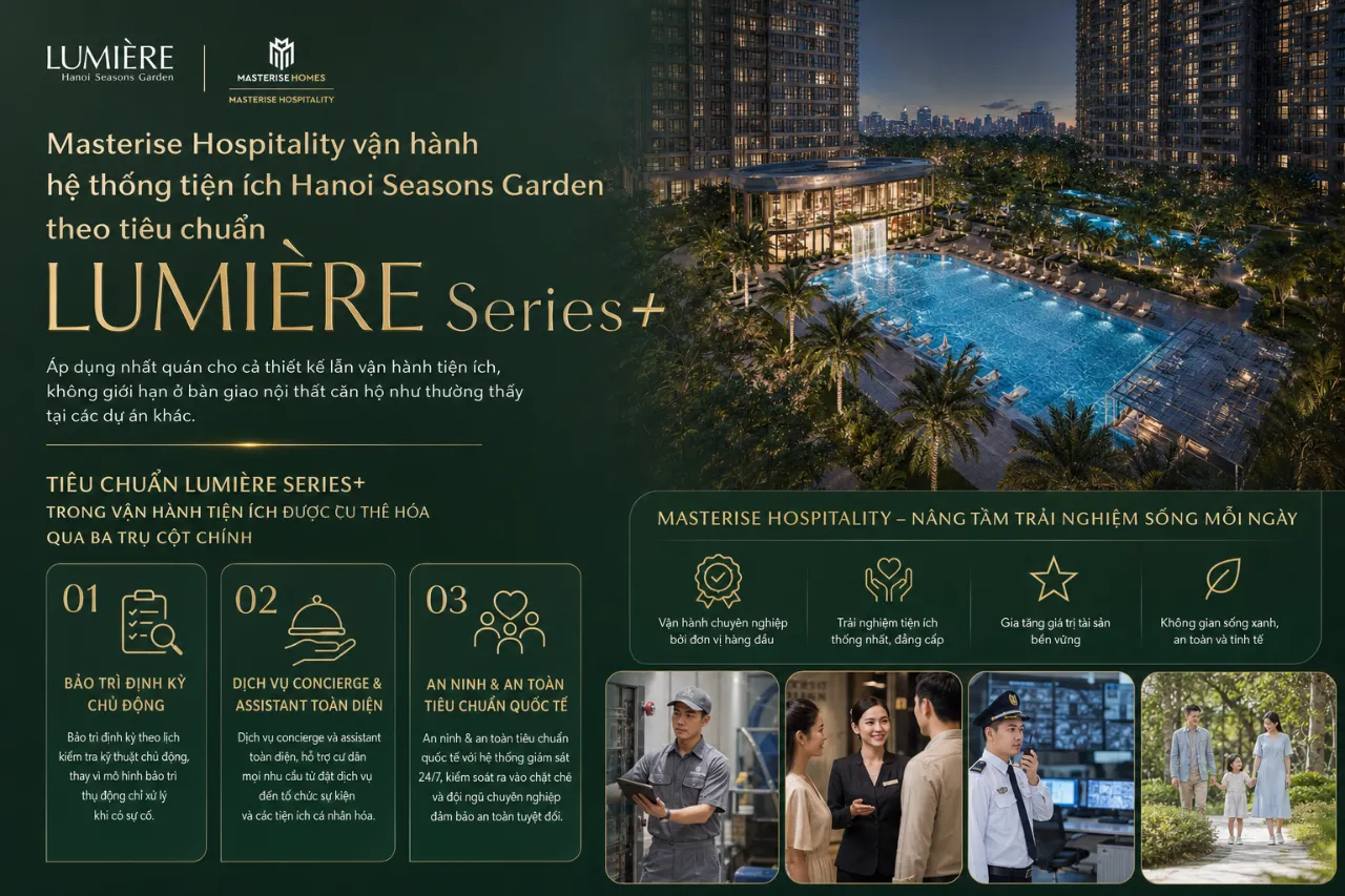 Masterise Hospitality vận hành hệ thống tiện ích Hanoi Seasons Garden theo tiêu chuẩn nào?