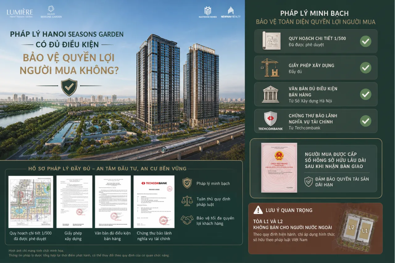 Pháp lý Hanoi Seasons Garden có đủ điều kiện bảo vệ quyền lợi người mua không?