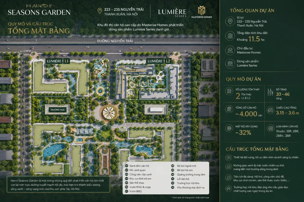 Quy mô và cấu trúc tổng mặt bằng Hanoi Seasons Garden
