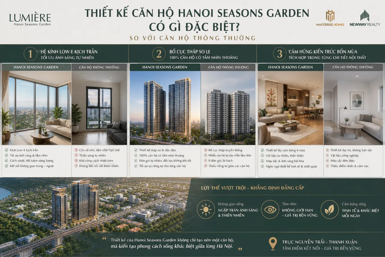 Thiết kế căn hộ Hanoi Seasons Garden có gì đặc biệt so với căn hộ thông thường?