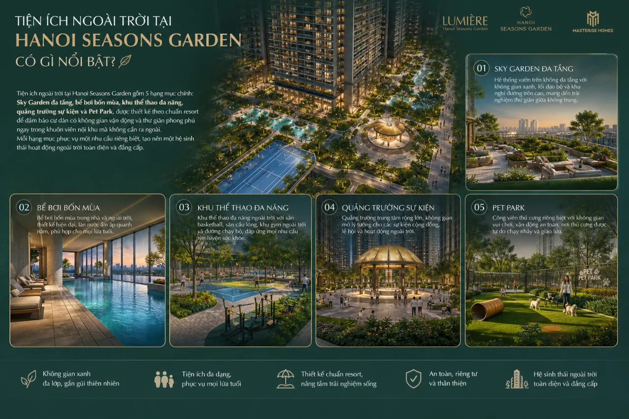 Tiện ích ngoài trời tại Hanoi Seasons Garden có gì nổi bật?